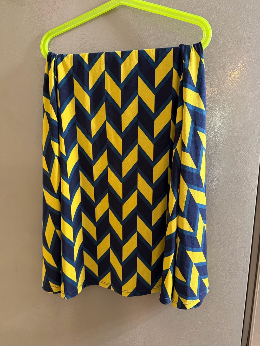 LuLaRoe Navy and Yellow Chevron Skater Skirt